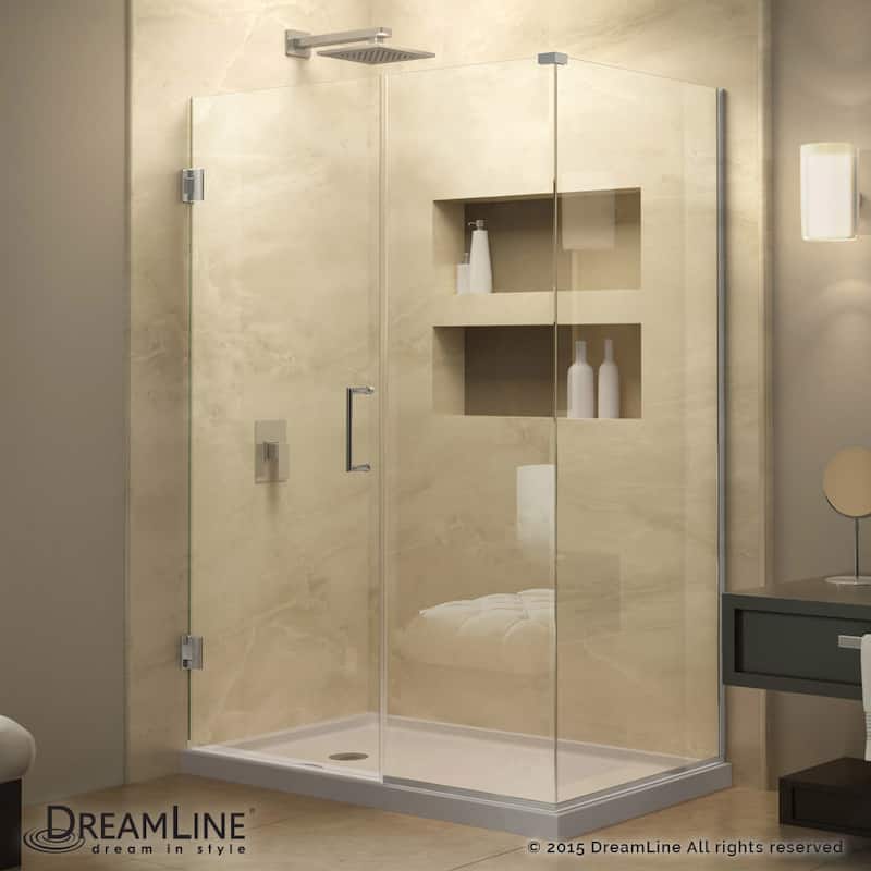 DreamLine Unidoor Plus 49 in. W x 30 3/8 in. D x 72 in. H Frameless Hinged Shower Enclosure - 30.38" x 49"