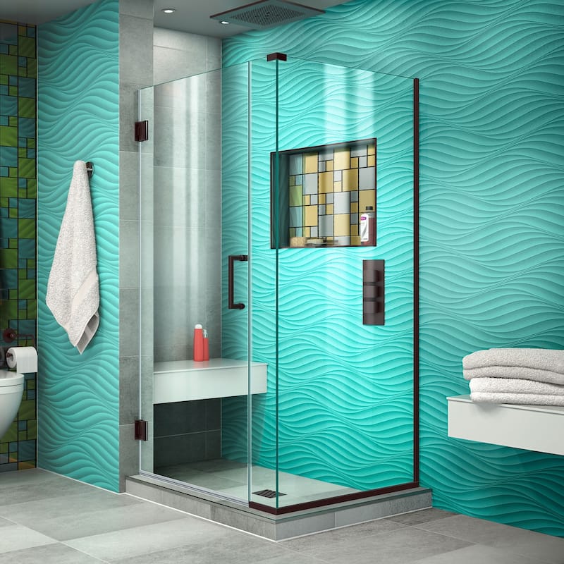 DreamLine Unidoor Plus 30 1/2 in. W x 30 3/8 in. D x 72 in. H Frameless Hinged Shower Enclosure - 30.38" x 30.5"