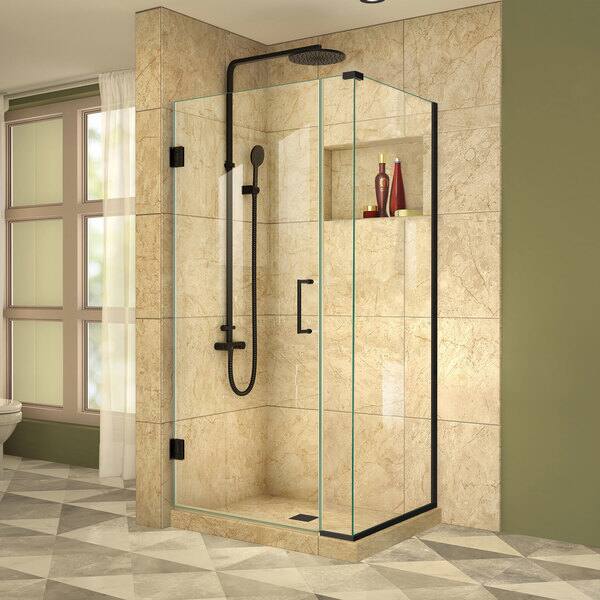 DreamLine Unidoor-X 32-in W X 72-in H Frameless Hinged Satin Black Hinged Shower Door