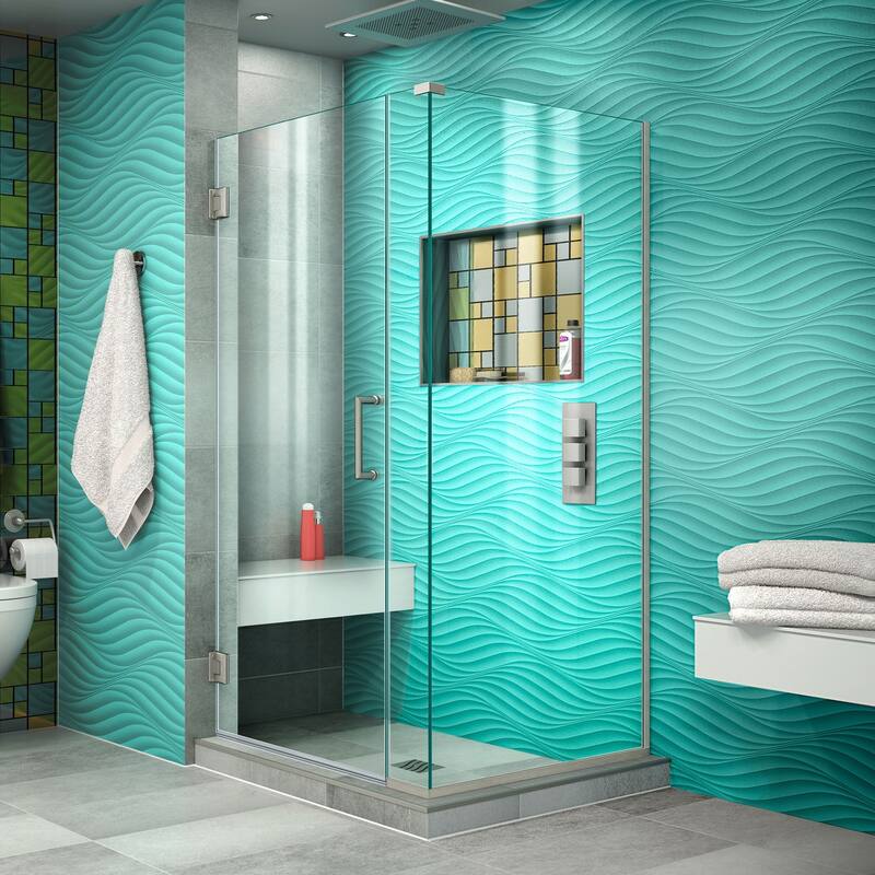 DreamLine Unidoor Plus 33 1/2 in. W x 30 3/8 in. D x 72 in. H Frameless Hinged Shower Enclosure - 30.38" x 33.5"