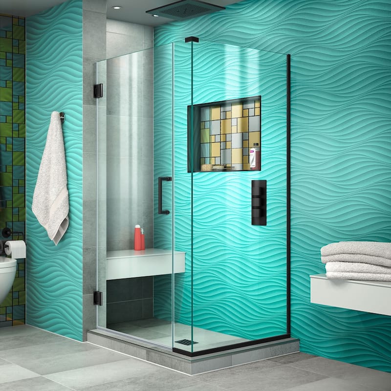 DreamLine Unidoor Plus 34 in. W x 30 3/8 in. D x 72 in. H Frameless Hinged Shower Enclosure - 30.38" x 34"