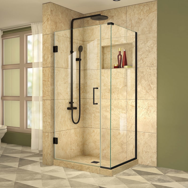 DreamLine Unidoor Plus 34 1/2 in. W x 30 3/8 in. D x 72 in. H Frameless Hinged Shower Enclosure - 30.38" x 34.5"
