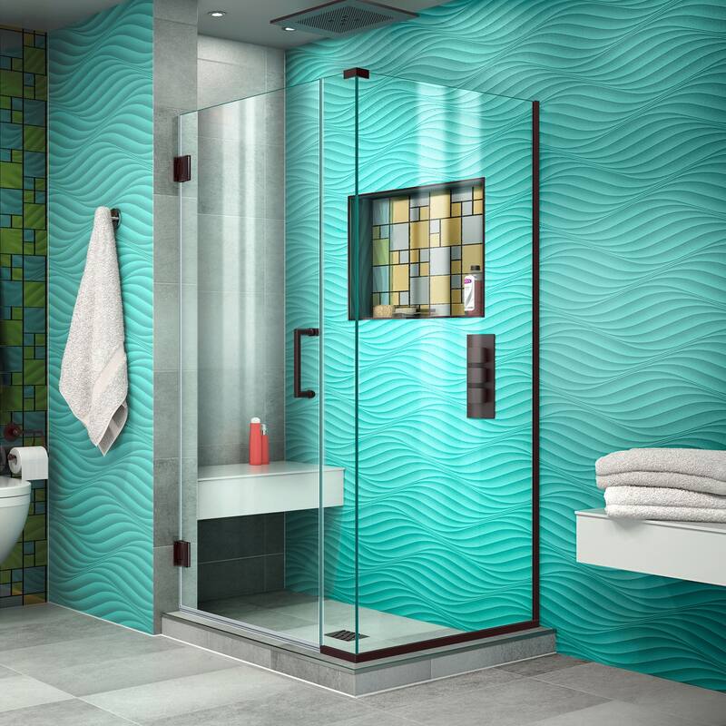 DreamLine Unidoor Plus 34 1/2 in. W x 30 3/8 in. D x 72 in. H Frameless Hinged Shower Enclosure - 30.38" x 34.5"