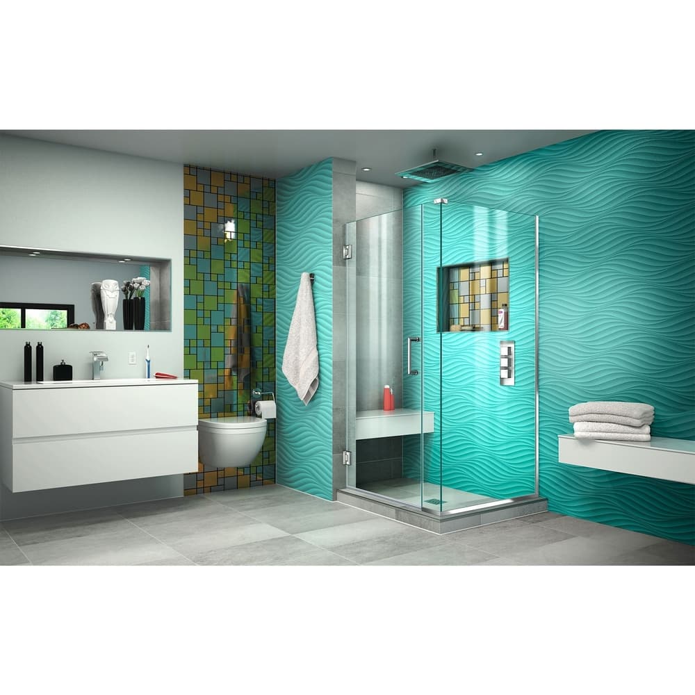 DreamLine Unidoor Plus 35 1/2 in. W x 30 3/8 in. D x 72 in. H Frameless Hinged Shower Enclosure - 30.38" x 35.5"