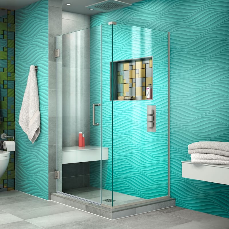 DreamLine Unidoor Plus 35 1/2 in. W x 30 3/8 in. D x 72 in. H Frameless Hinged Shower Enclosure - 30.38" x 35.5"