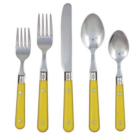Ginkgo Le Prix 20-piece Mimosa Yellow Stainless Steel Flatware Set