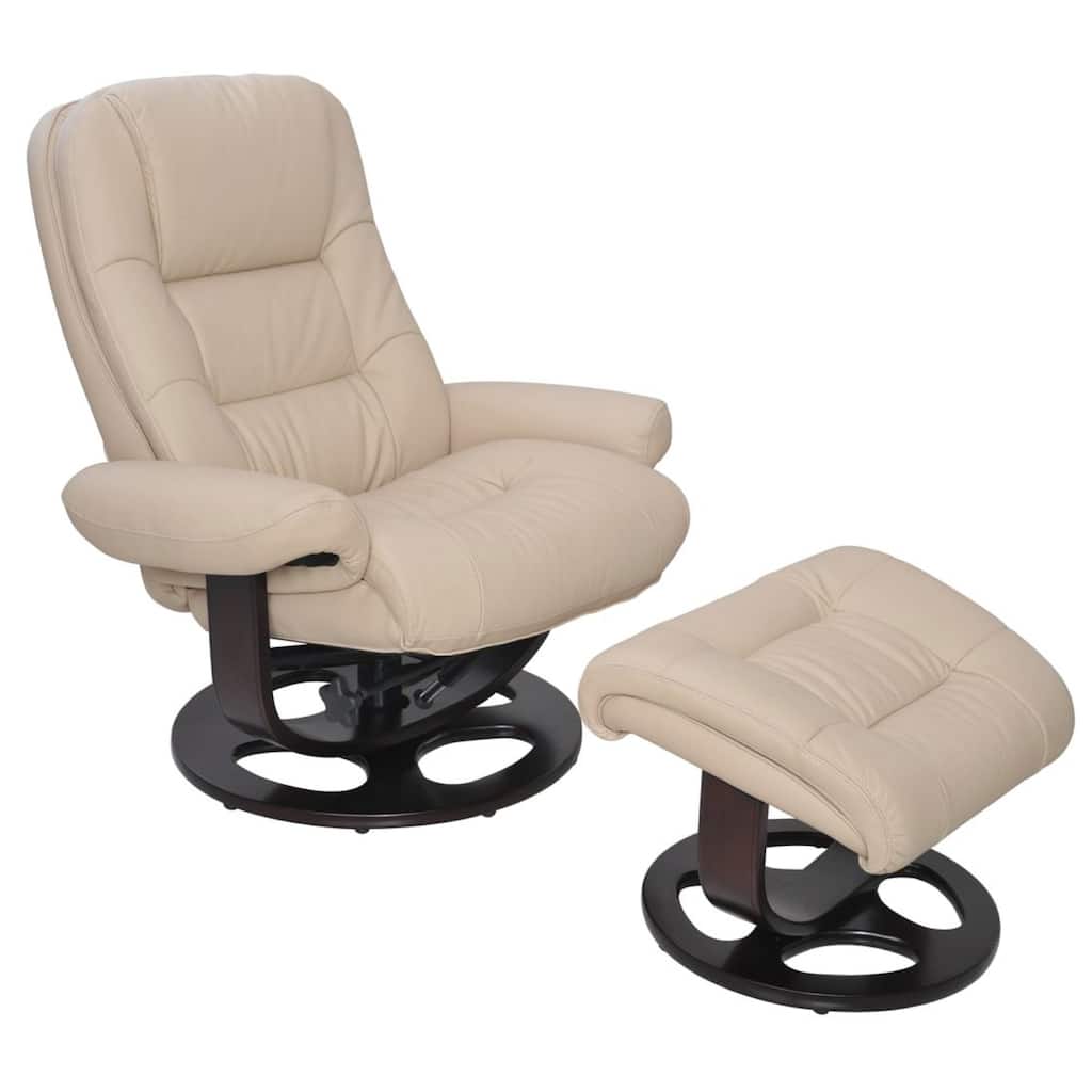 Jacque II Ivory Pedestal Recliner with Ottoman