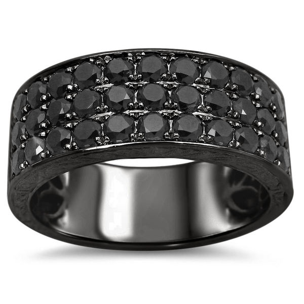 Noori 14k Black Gold 2 1/6ct TDW Black Round Diamond Wedding Band Ring