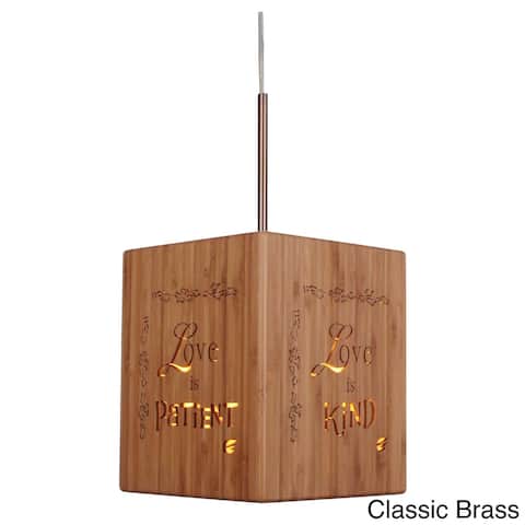 Lighthouse 1-light Bible Cube Bamboo Mini Pendant