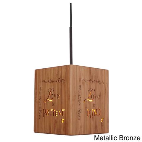 Lighthouse 1-light Bible Cube Bamboo Mini Pendant