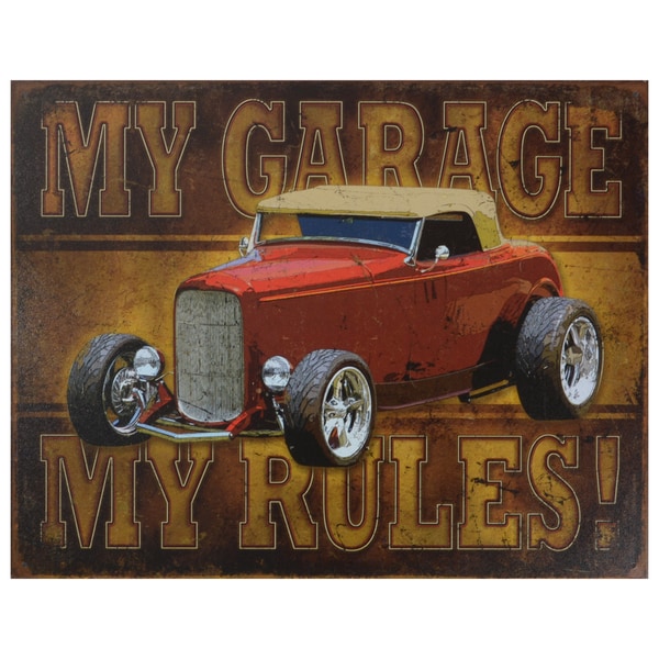 Vintage Metal Art 'My Garage My Rules' Decorative Tin Sign