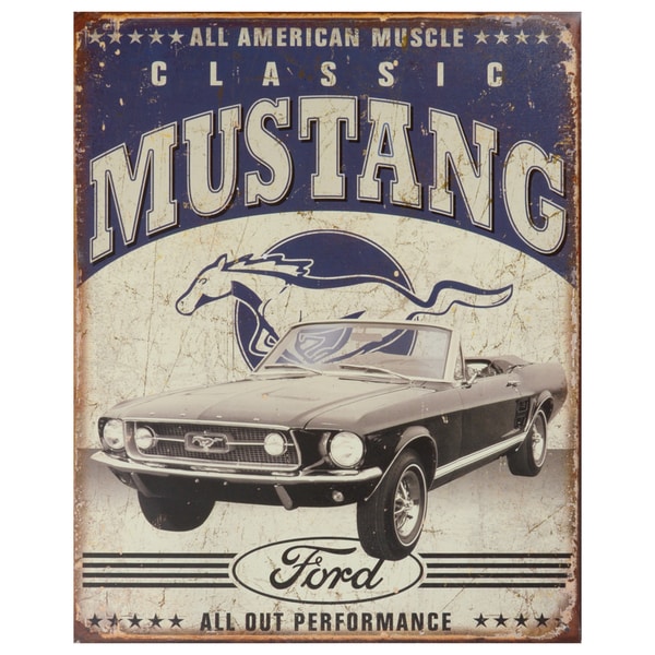 Vintage Metal Art 'Classic Mustang' Decorative Tin Sign