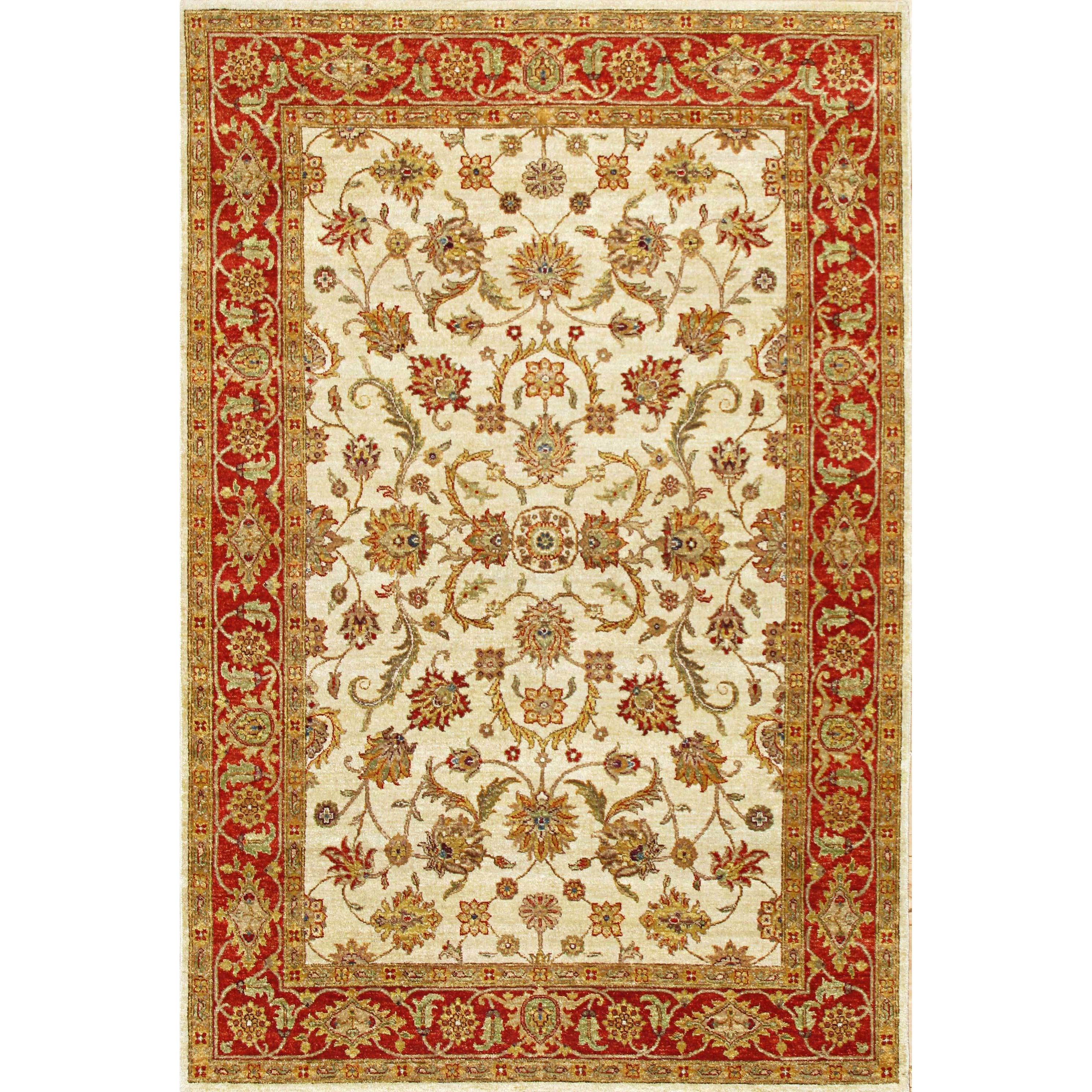 Hand Knotted Ziegler Beige Rust Vegetable Dyes Wool Rug (6 X 9)