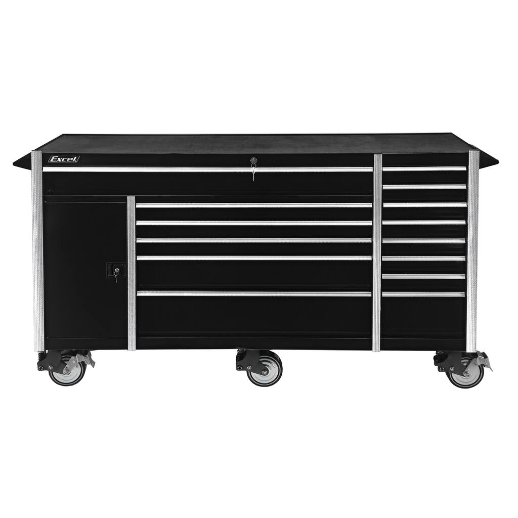 Excel 72-Inch Roller Metal Tool Cabinet with 14 Drawers