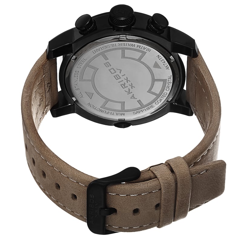 Akribos XXIV Men's Swiss Quartz Tachymeter Leather Strap Watch