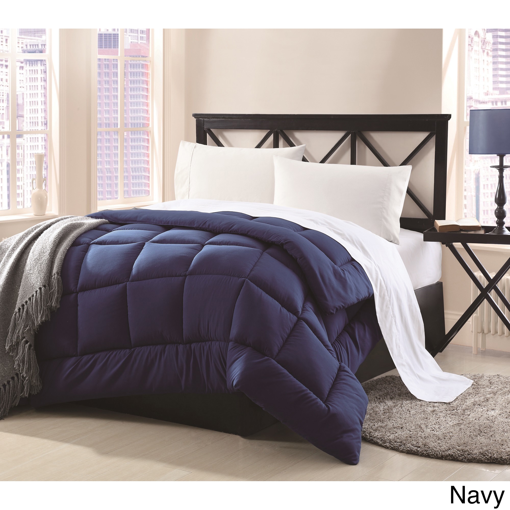 Overfilled Solid Color Microfiber Down Alternative Comforter