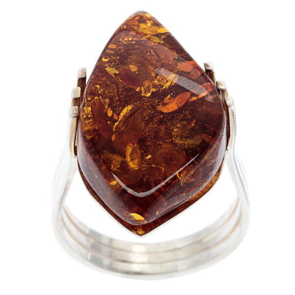 Shop Sterling Silver Fancy-cut Amber Ring - Free Shipping Today ...