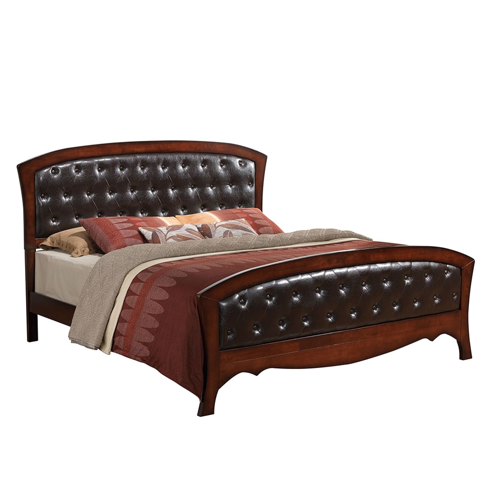 Juliana Medium Espresso Faux Leather King size Or Queen size Bed