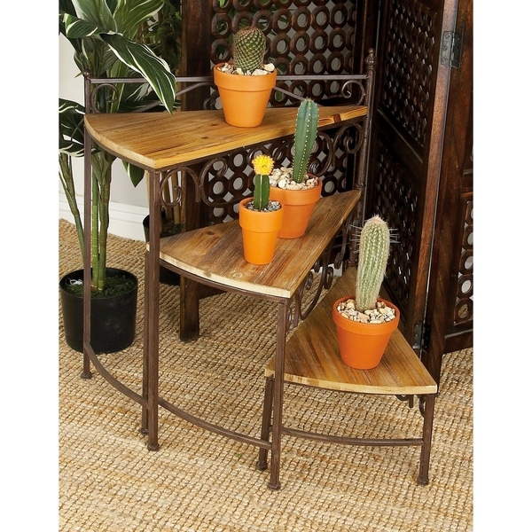Traditional 26 Inch Rotating Stair Step Planter Stand By Studio Traditional 26 Inch Rotating Stair Step Planter Stand By Studio 350