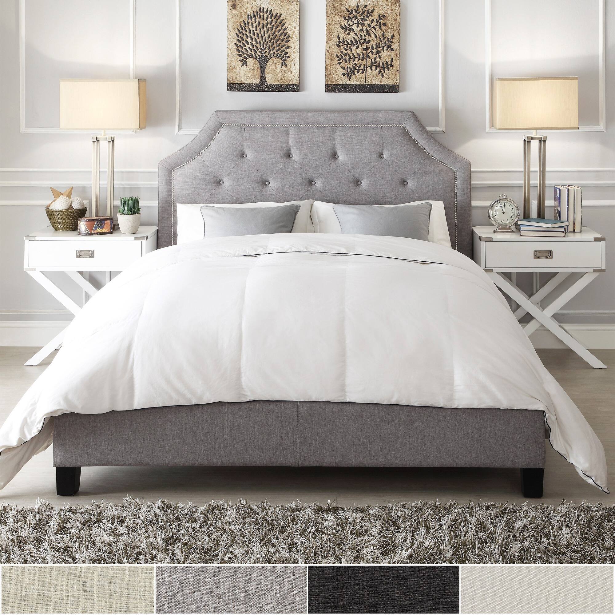 Inspire Q Gray Upholstered Bed Frame