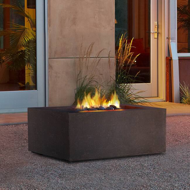 Baltic Square Nat Gas Kodiak Brown Fire Table by Real Flame