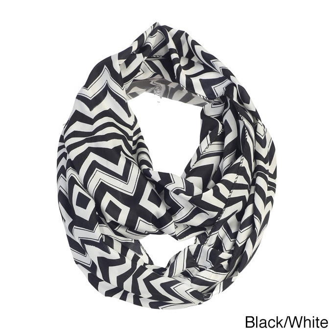 Womens Zig zag Print Infinity Scarf