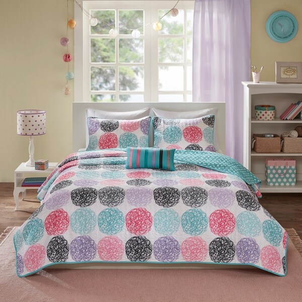 Mi Zone Audrina Purple Reversible Coverlet Set