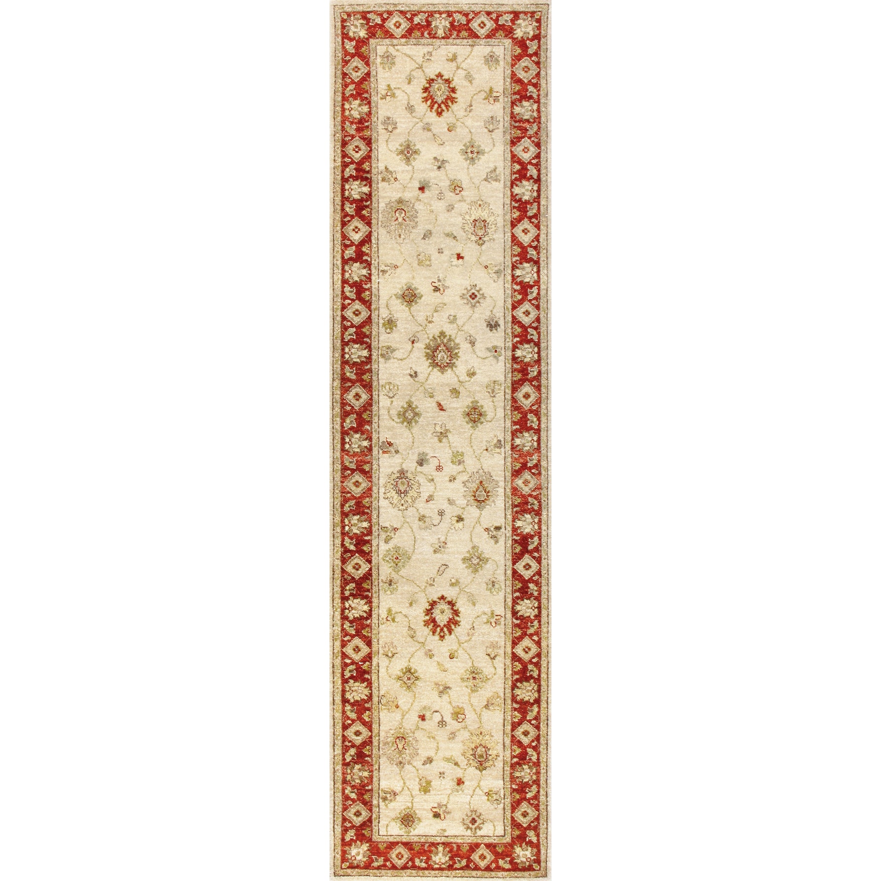 Hand Knotted Ziegler Beige Rust Vegetable Dyes Wool Rug (26 X 16)