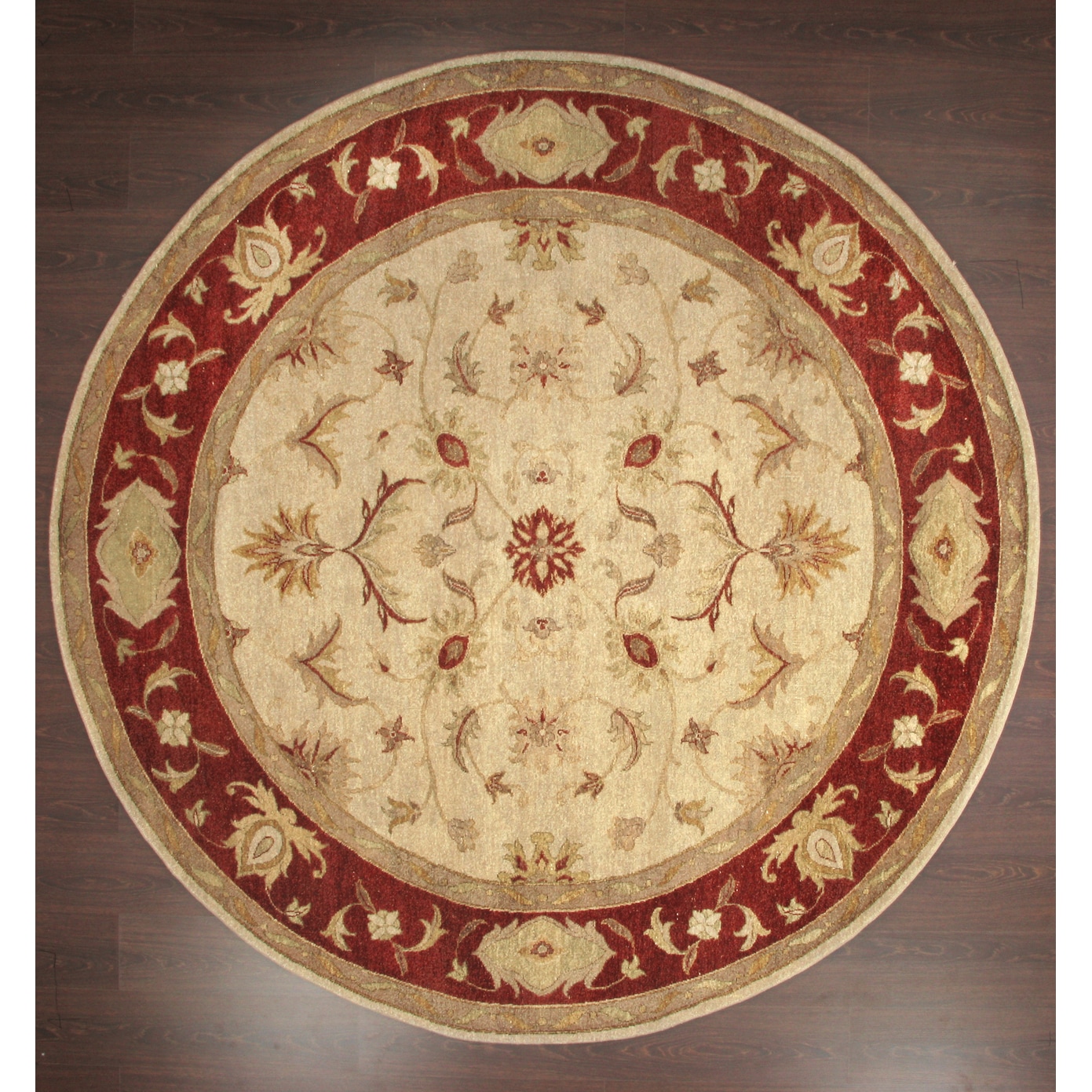 Hand Knotted Ziegler Beige Rust Vegetable Dyes Wool Rug (7 Round)