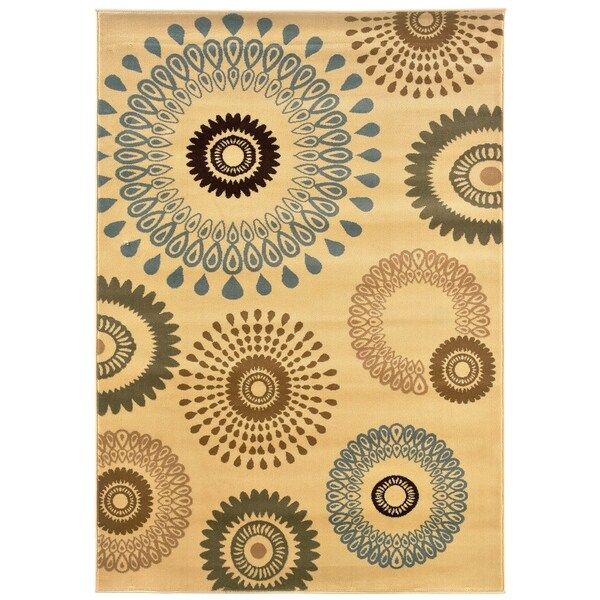 LNR Home Adana Cream Floral Area Rug (9'2 x 12'6)