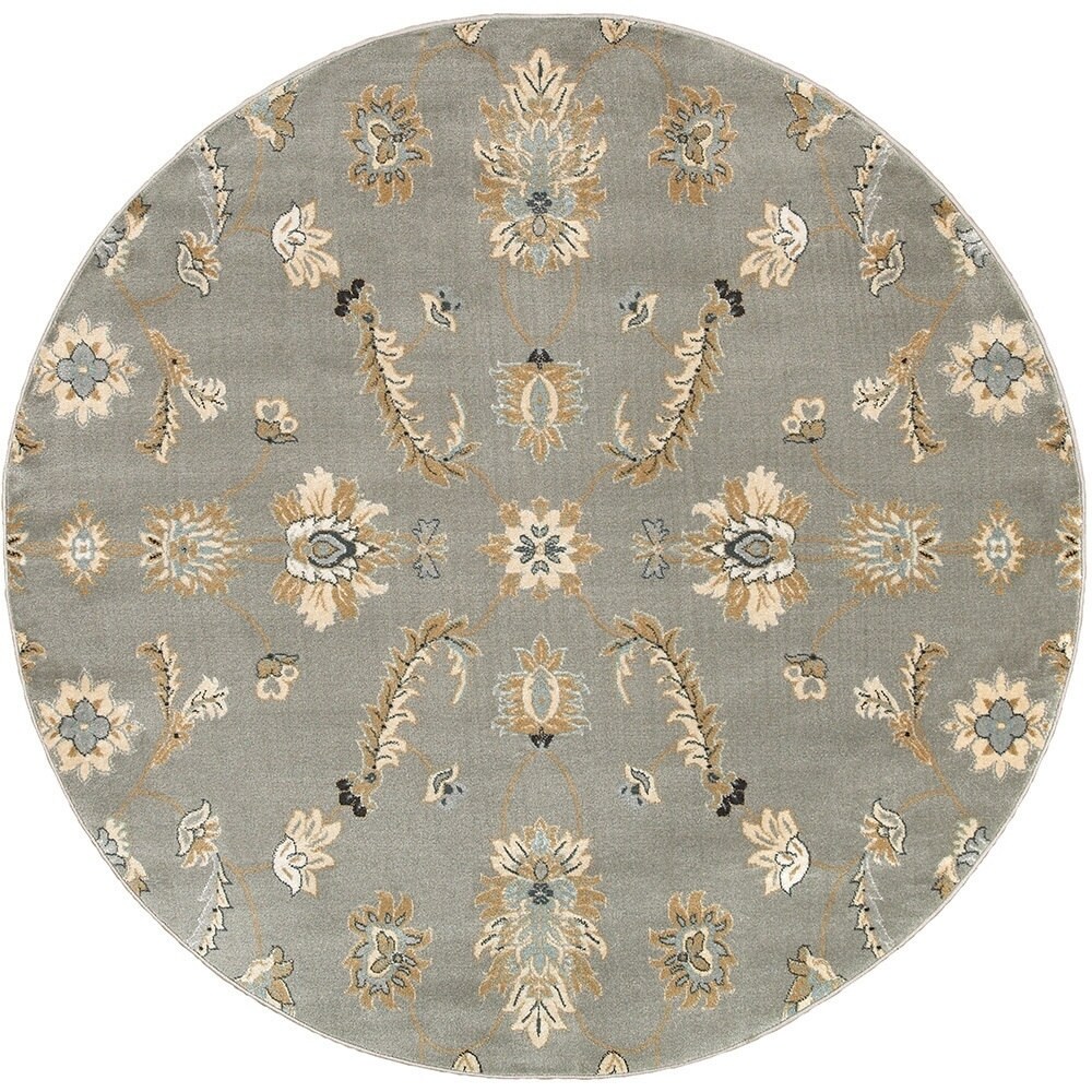 Lnr Home Adana Gray Round Plush Indoor Area Rug 4 X 4