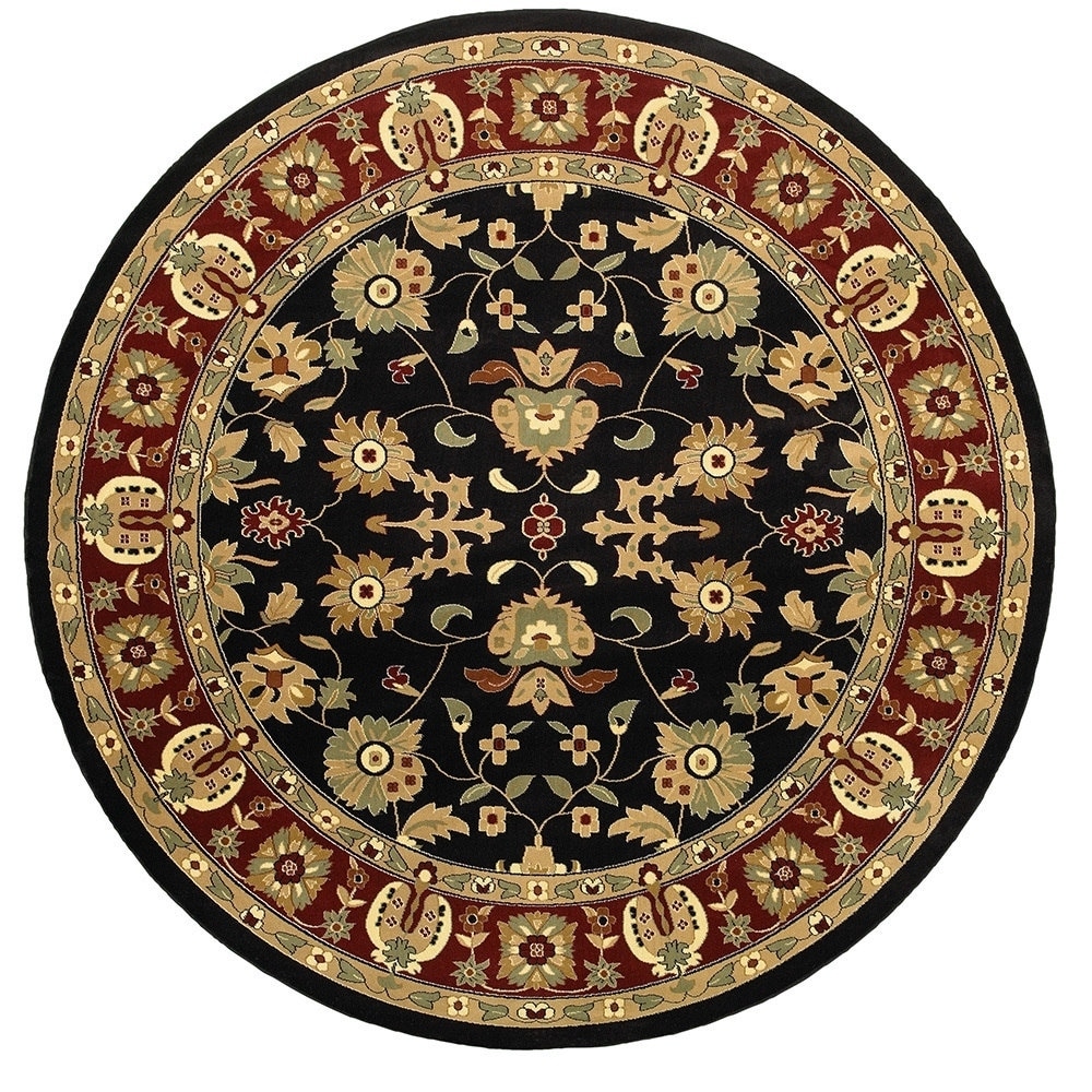 Lnr Home Adana Black/red Round Plush Indoor Area Rug 4x 4