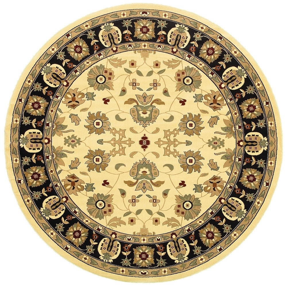 Lnr Home Adana Cream/blac Round Plush Indoor Area Rug 4x 4