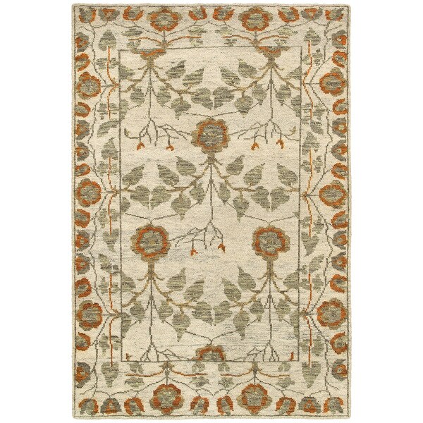 LR Home Contemporary Oushak Natural / Rust Rectangle ( 9'2 X 12'6 ) - 9' x 12'/Surplus