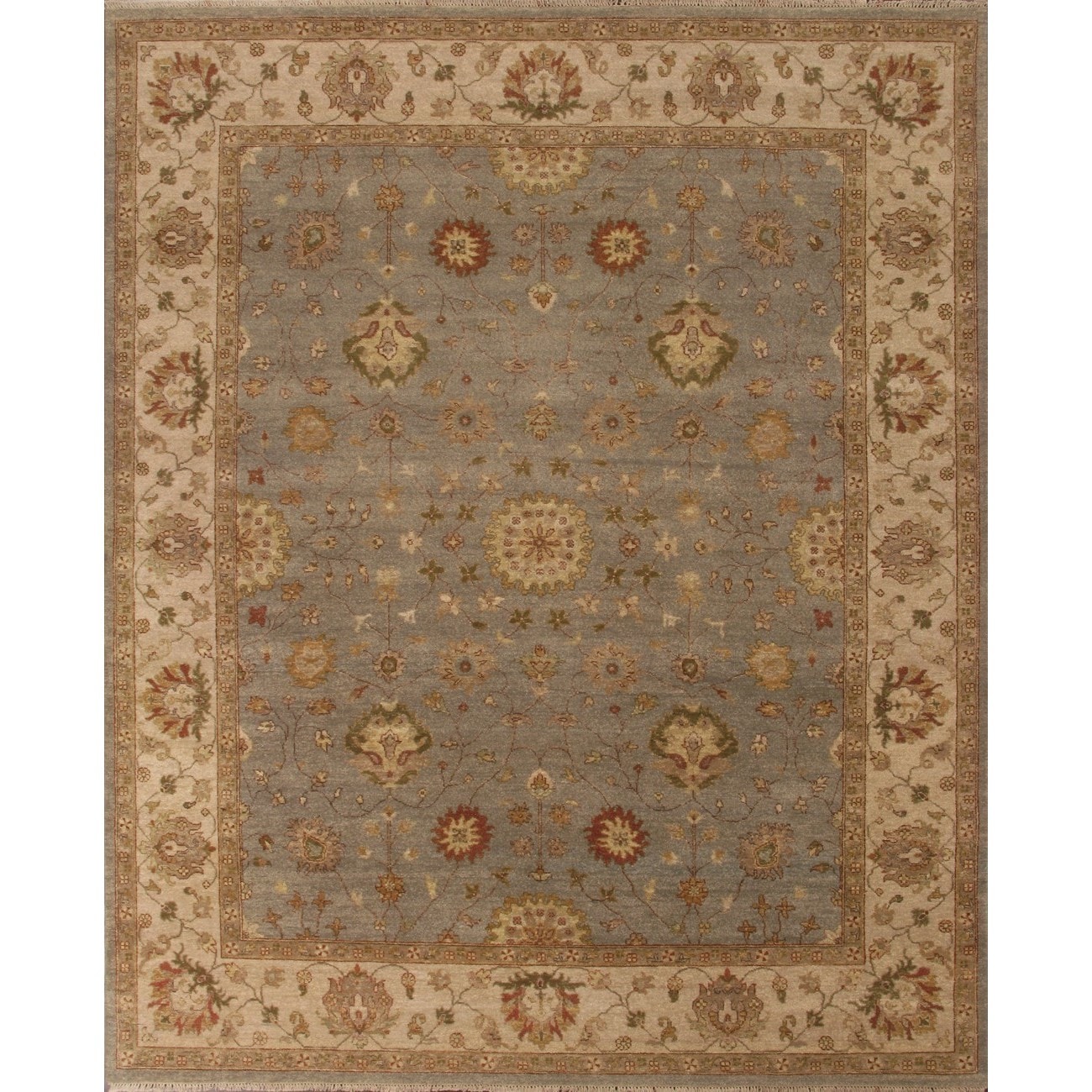 Hand Knotted Ziegler Blue Beige Vegetable Dyes Wool Rug (9 X 12)