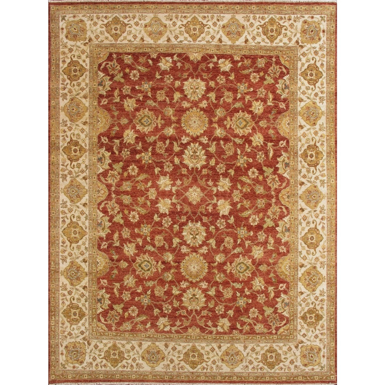 Shop Hand Knotted Ziegler Rust Beige Vegetable Dyes Wool Rug 8' x 10
