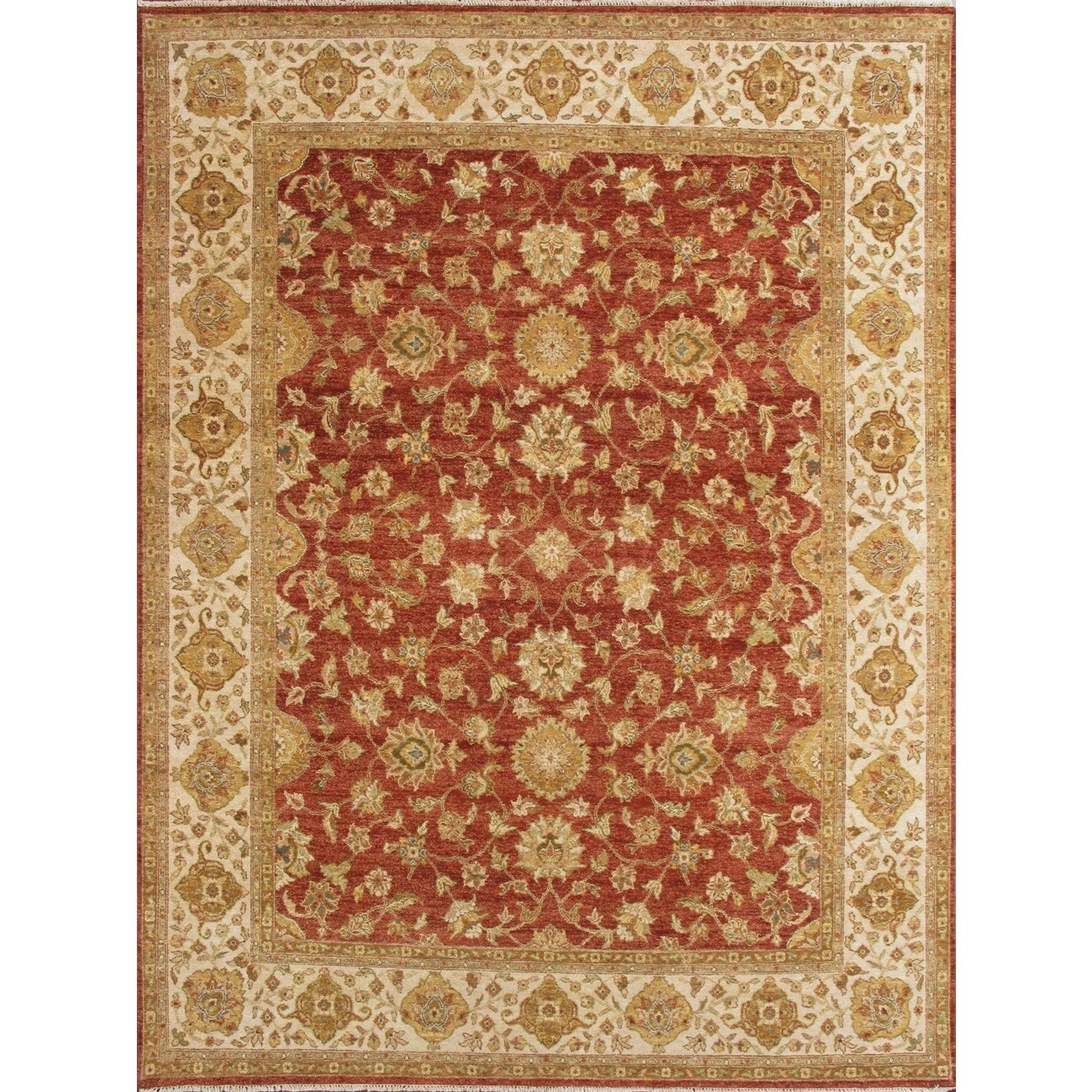 Hand Knotted Ziegler Rust Beige Vegetable Dyes Wool Rug (8 X 10)