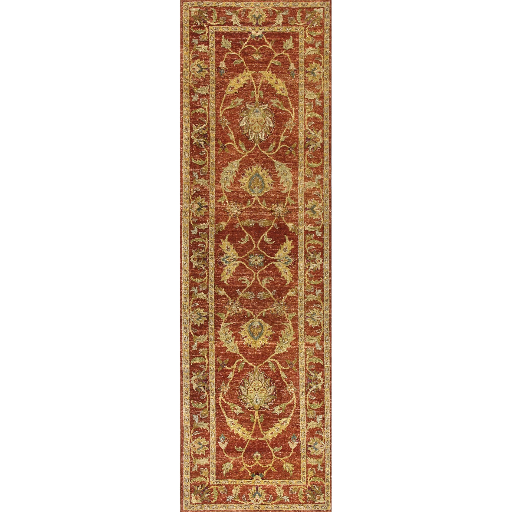 Hand Knotted Ziegler Rust Vegetable Dyes Wool Rug 10383 (3 X 10)