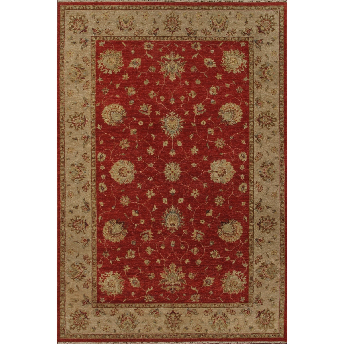 Hand knotted Ziegler Rust Beige Vegetable Dyes Wool Rug (8 X 10)