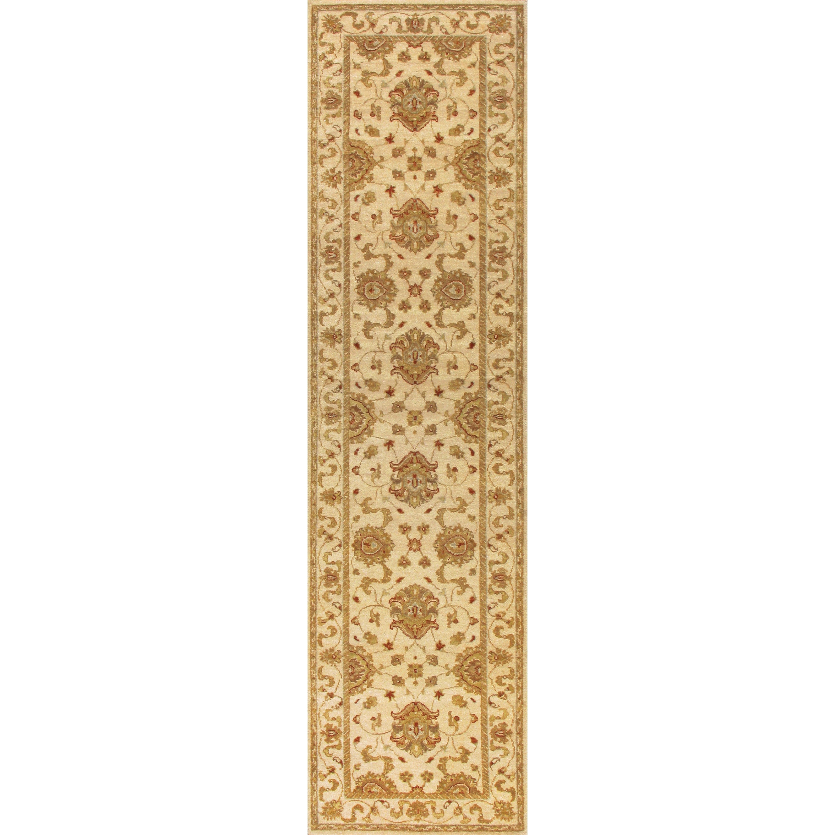 Hand knotted Ziegler Beige Vegetable Dyes Wool Rug (26 X 10)