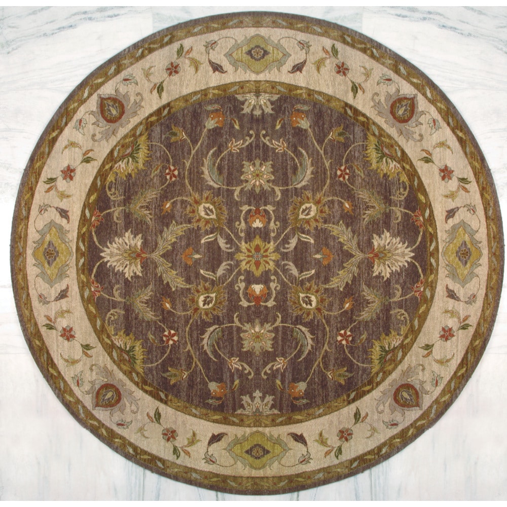 Shop Handknotted Ziegler Brown Beige Vegetable Dyes Wool Rug (6' Round