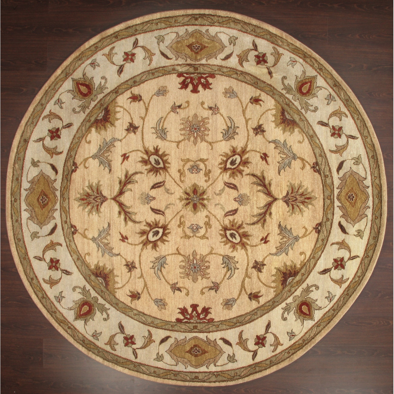 Hand knotted Ziegler Gold Beige Vegetable Dyes Wool Rug (6 Round)