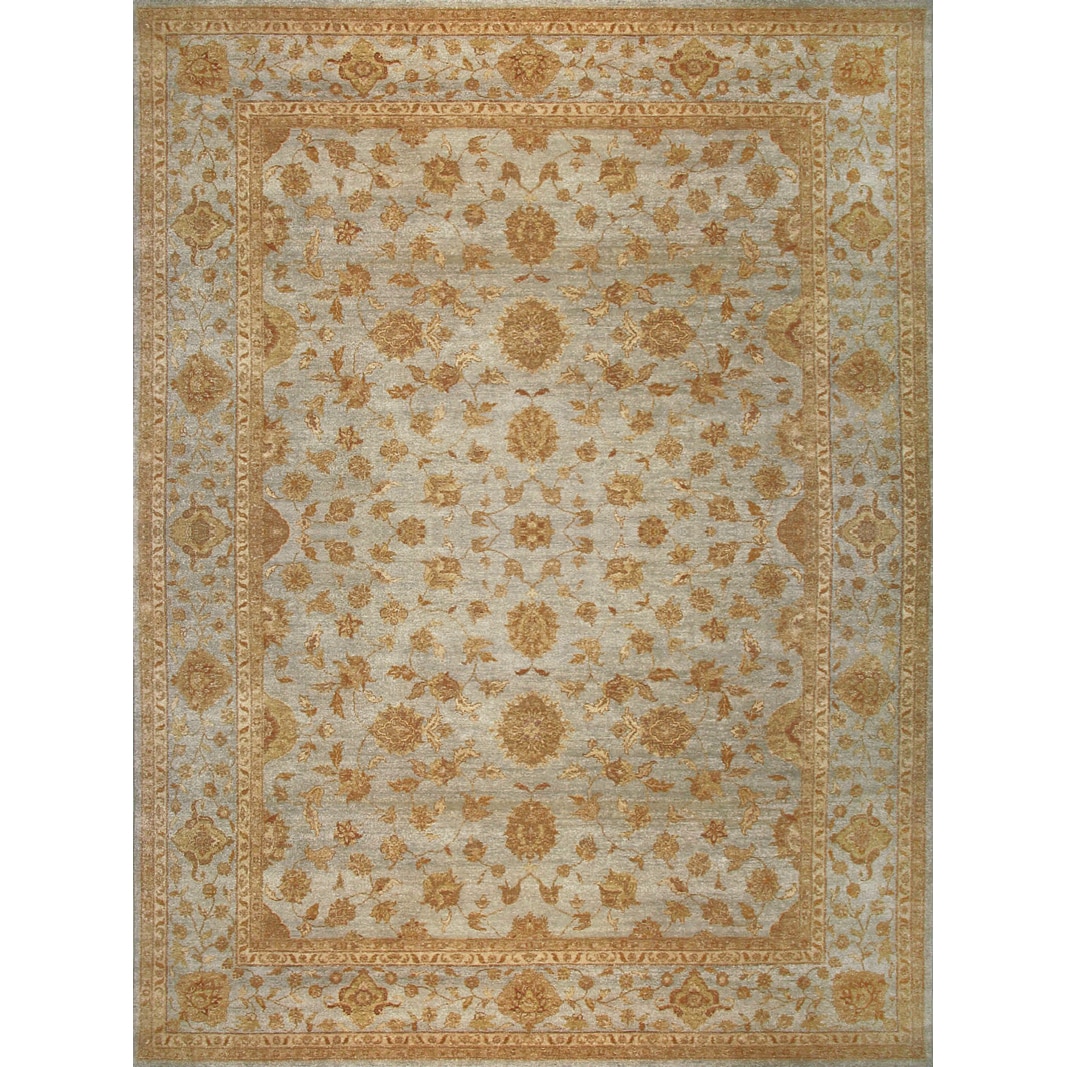 Hand knotted Ziegler Silver Vegetable Dyes Wool Rug (9 X 12)