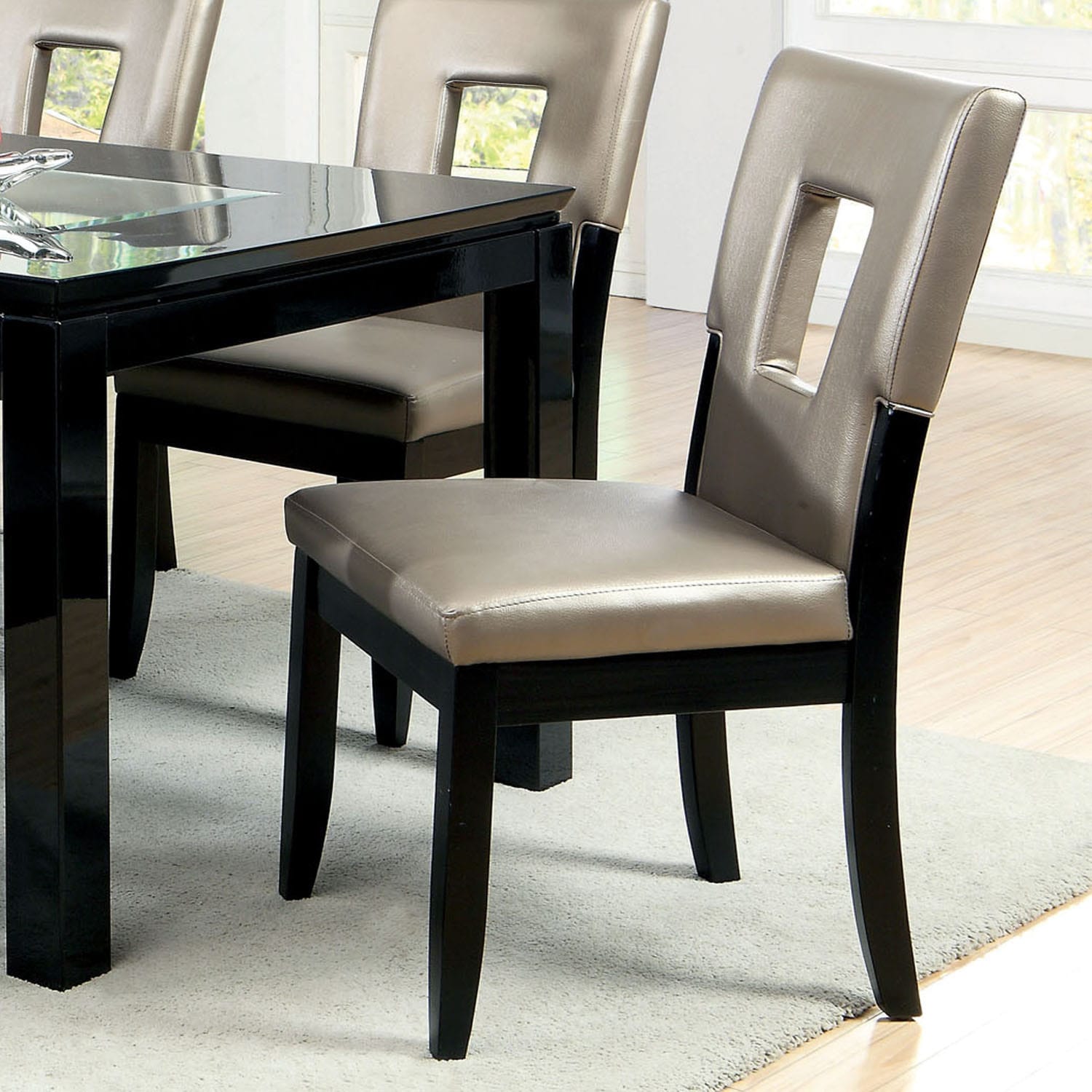 Shop Furniture of America Evantel Keyhole Leatherette Dining Chairs