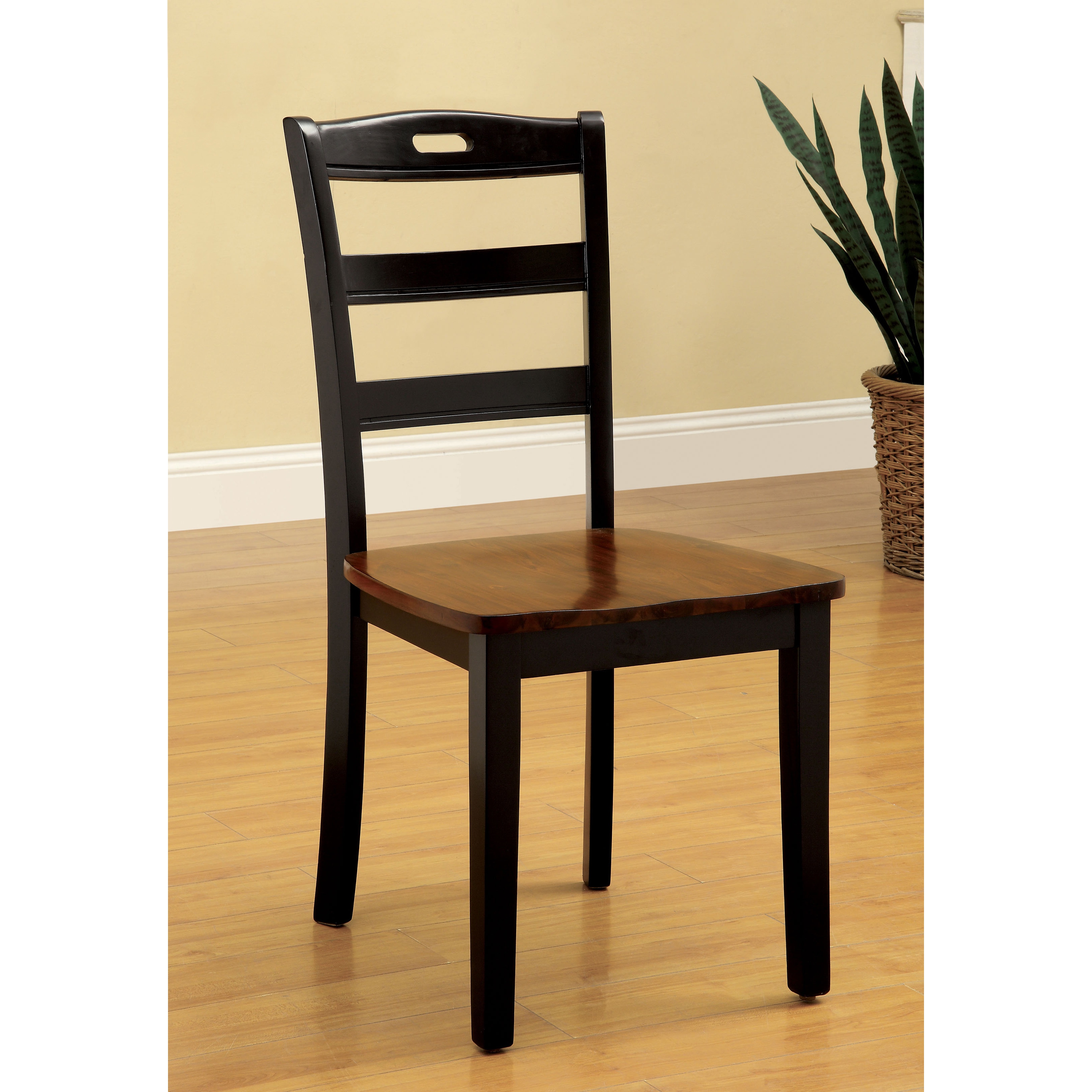 Furniture Of America Zendell Black And Acacia Contoured Side Chair (set Of 2)