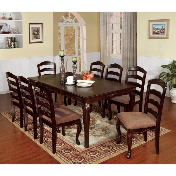 Furniture of America Shak Traditional Walnut 9-piece Dining Set