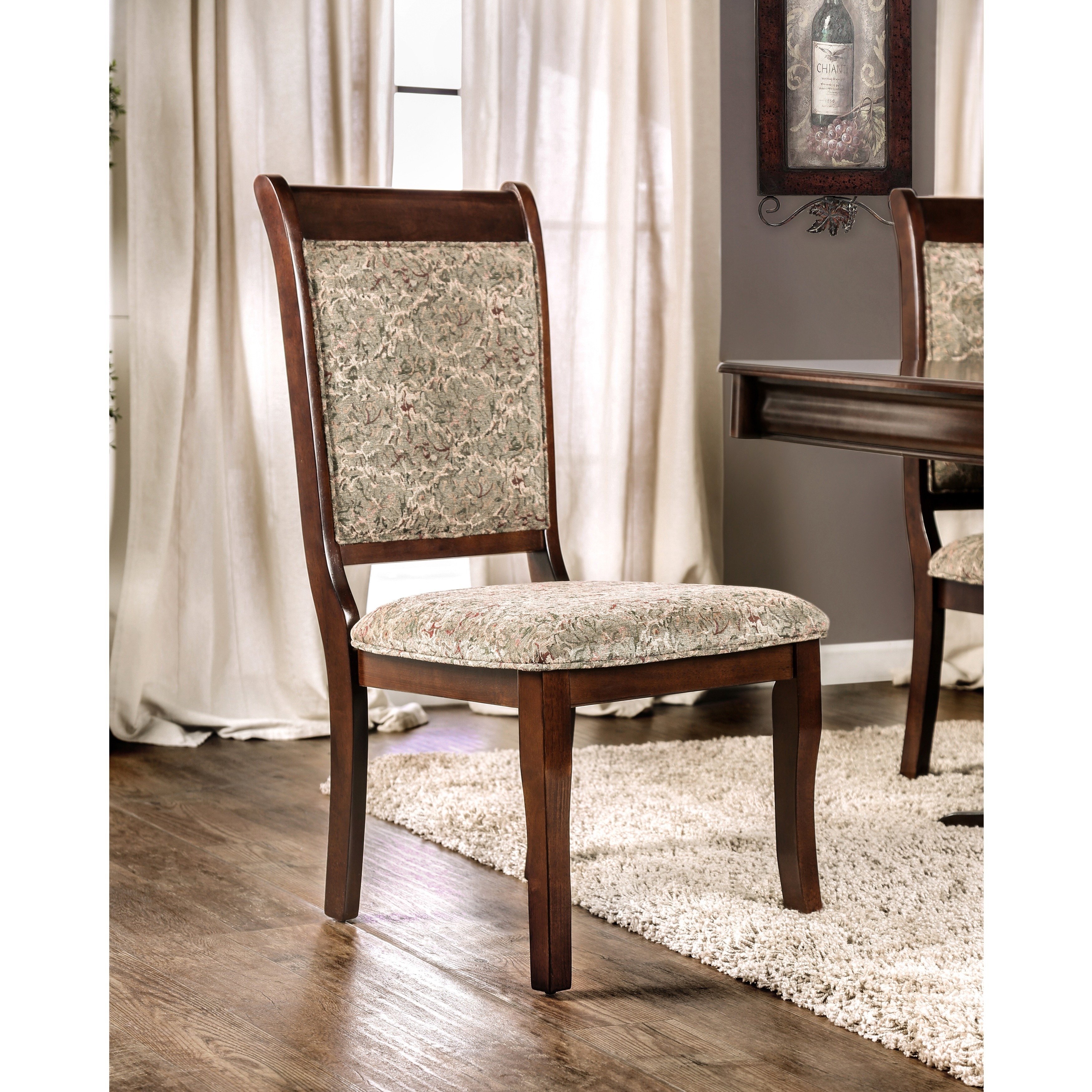 Furniture Of America Ravena Antique Cherry Printed Dining Chair (set Of 2)