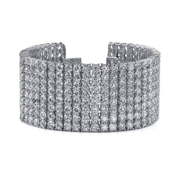 14k White Gold 36ct Tdw 8 Row Pave Diamond Bracelet Free 14k White Gold 36ct Tdw 8 Row Pave Diamond Bracelet