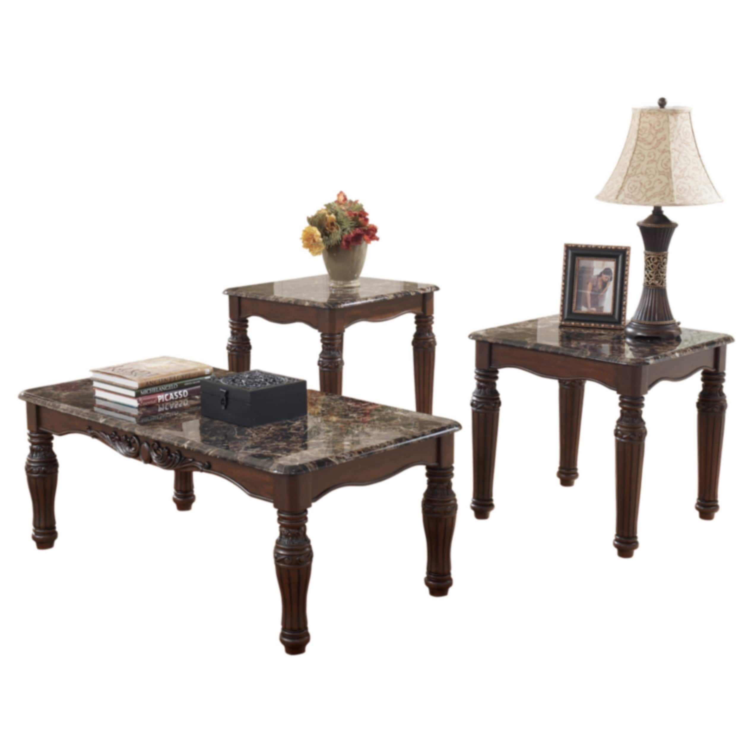 Signature Designs By Ashley North Shore Dark Brown 3 Piece Occasional Table Set Overstock 9148927