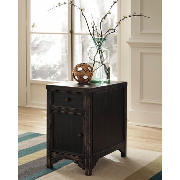 Signature Designs by Ashley Gavelston Black Chair Side End Table